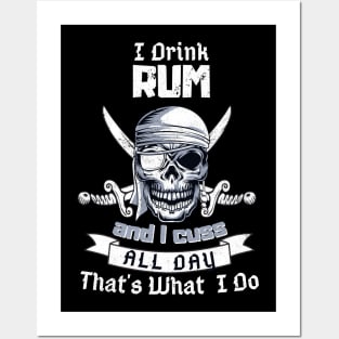 I Drink Rum Pirate Skull Flag Jolly Roger Costume Posters and Art